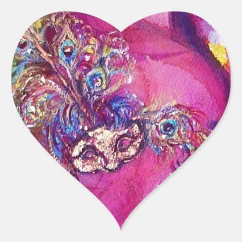 THE THIRD MASK Venetian Masquerade Pink Heart Heart Sticker