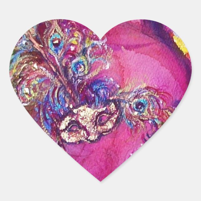 THE THIRD MASK/ Venetian Masquerade Pink Heart Sticker (Front)