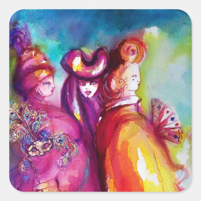 THE THIRD MASK/ Venetian Masquerade Square Sticker (Front)