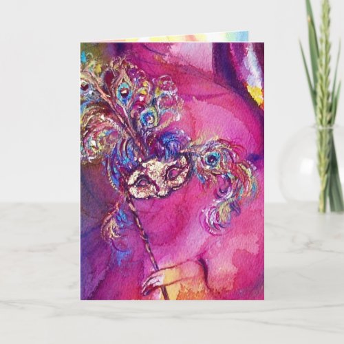 THE THIRD MASK   VENETIAN MASQUREADEpink purple Card