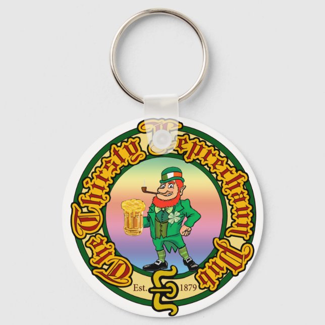 The Thirsty Leprechaun Pub Keychain (Front)