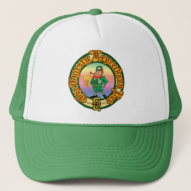 The Thirsty Leprechaun Pub Trucker Hat (Front)
