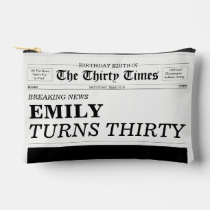 The Thirty Times Newspaper 30th Birthday Party Accessory Pouch