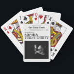 The Thirty Times Newspaper 30th Birthday Party Poker Cards<br><div class="desc">Deal in fun and style with The Thirty Times Newspaper Poker Cards — the perfect party favor or gift for a 30th birthday that’s truly front-page news! Designed in a playful, newspaper-inspired layout, each custom deck celebrates the big 3-0 with witty headlines, milestone moments, and a touch of timeless sophistication....</div>