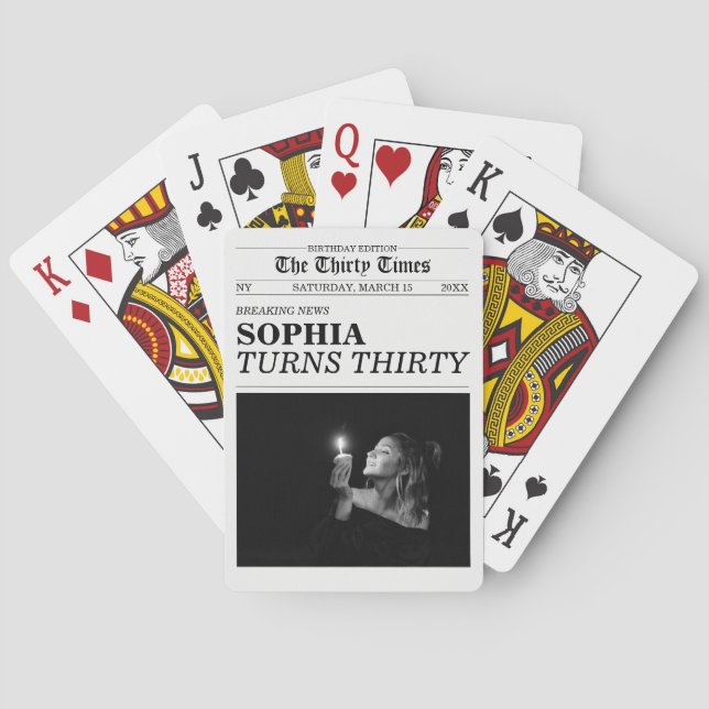 The Thirty Times Newspaper 30th Birthday Party Poker Cards (Back)
