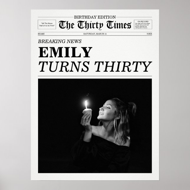 The Thirty Times Newspaper 30th Birthday Poster (Front)