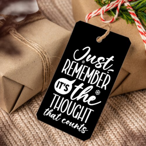 THE THOUGHT THAT COUNTS FUNNY CHRISTMAS BLACK  GIFT TAGS