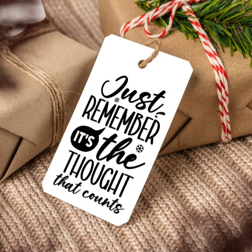 THE THOUGHT THAT COUNTS FUNNY CHRISTMAS BLACK  GIFT TAGS