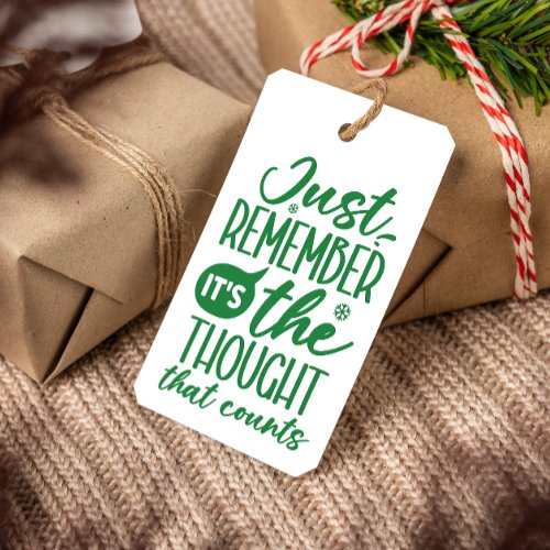 THE THOUGHT THAT COUNTS FUNNY CHRISTMAS GREEN GIFT TAGS