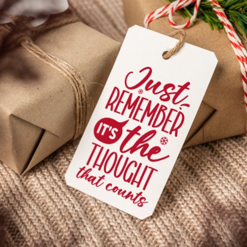 THE THOUGHT THAT COUNTS FUNNY CHRISTMAS RED GIFT TAGS