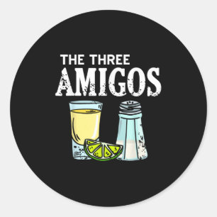 The Three Amigos Tequila Lime Salt Party Humor Classic Round Sticker