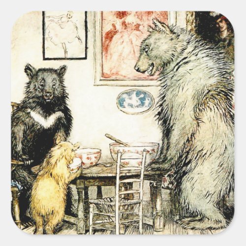 The Three Bears by Arthur Rackham Square Sticker