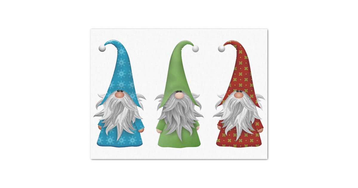 The Three Christmas Gnomes Tissue Paper | Zazzle