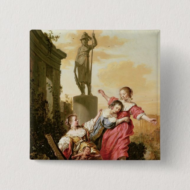 The Three Daughters of Cecrops Pinback Button (Front)