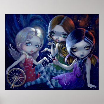 The Three Fates Art Print Gothic Fairy Goddess by strangeling at Zazzle