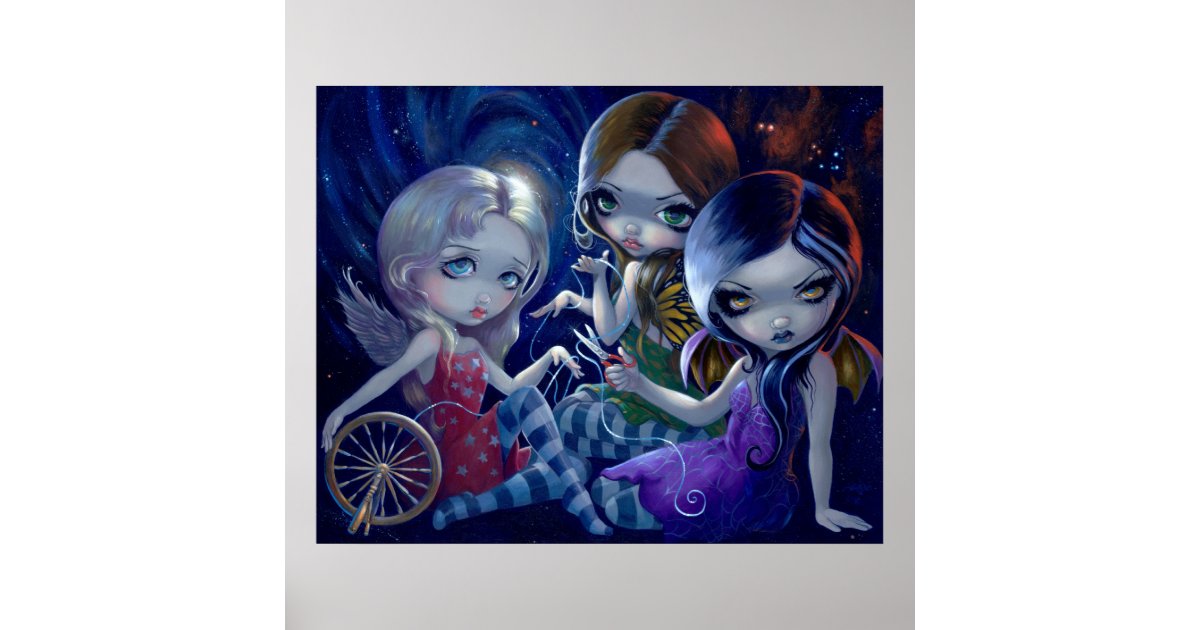 The Three Fates Art Print Gothic Fairy Goddess Zazzle Com