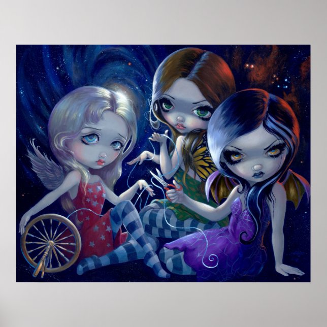 The Three Fates ART PRINT gothic fairy goddess (Front)