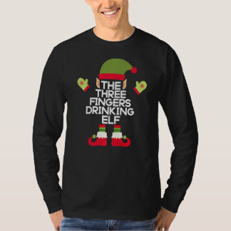 The Three Fingers Drinking Elf Funny Bourbon Chris T-Shirt