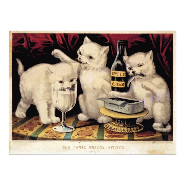 The Three Greedy Kitties At The Feast Ives Photo Print (Front)