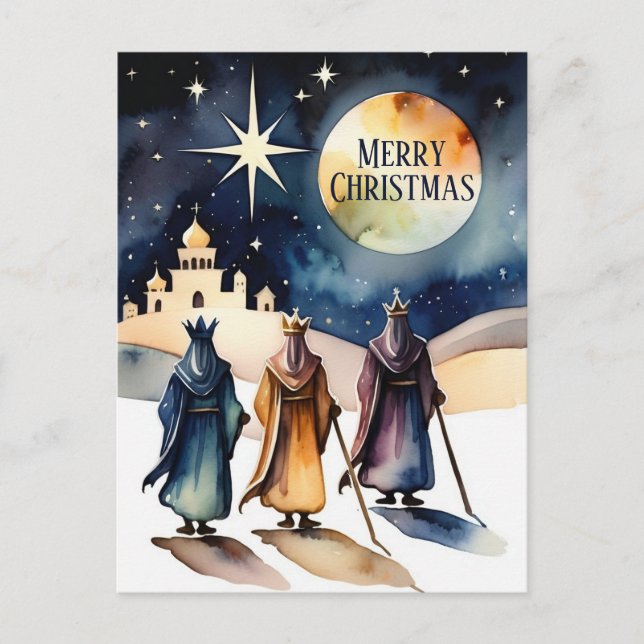 The Three Kings Christian Religious Christmas Postcard (Front)