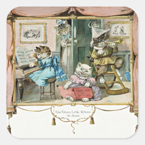 The Three Little Kittens at Home Square Sticker