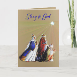 The Three Magi Bearing gifts Glory to God Card