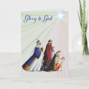 The Three Magi Bearing gifts Glory to God Card