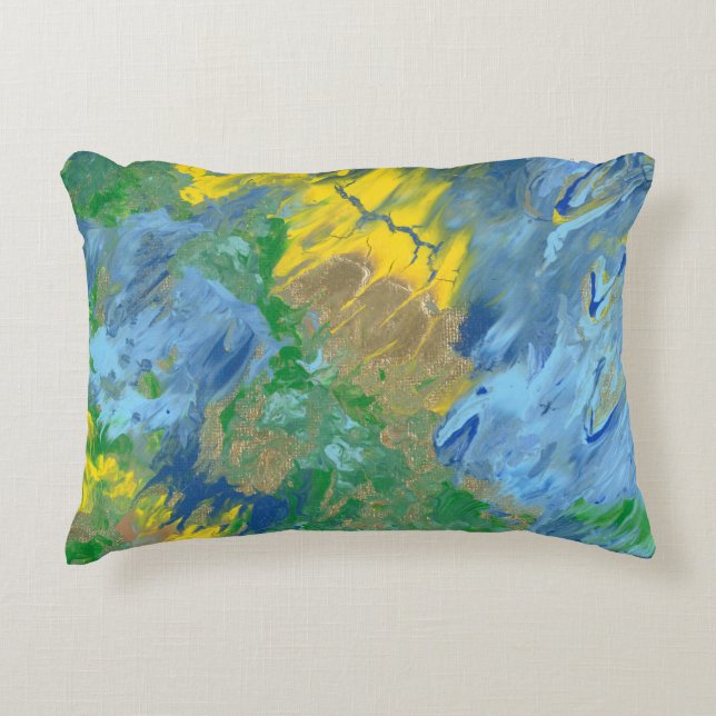 "The Three Monsters" acrylic painting Accent Pillow (Front)