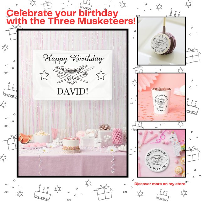 The Three Musketeers Happy Birthday Party Banner (Creator Uploaded)