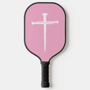 The Three Nails White Cross Christian Carbon Fiber Pickleball Paddle