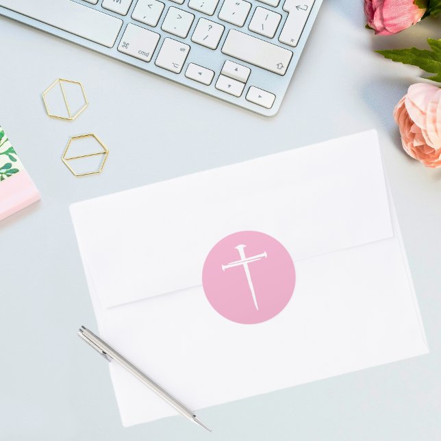 The Three Nails White Cross Christian Classic Round Sticker (The Three Nails White Cross Christian Classic Round Sticker
)