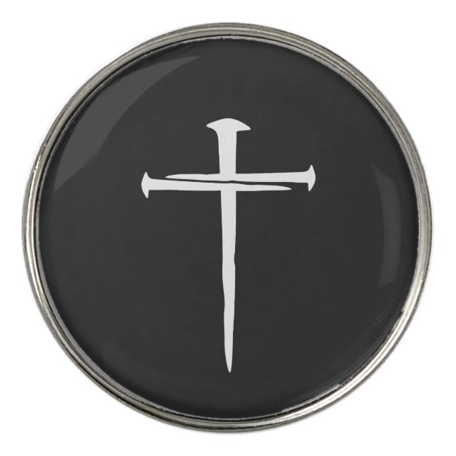 The Three Nails White Cross Christian Golf Ball Marker