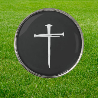 The Three Nails White Cross Christian Golf Ball Marker