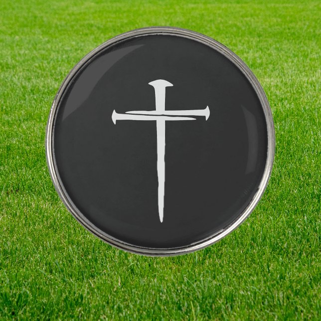 The Three Nails White Cross Christian Golf Ball Marker (The Three Nails White Cross Christian Golf Ball Marker)