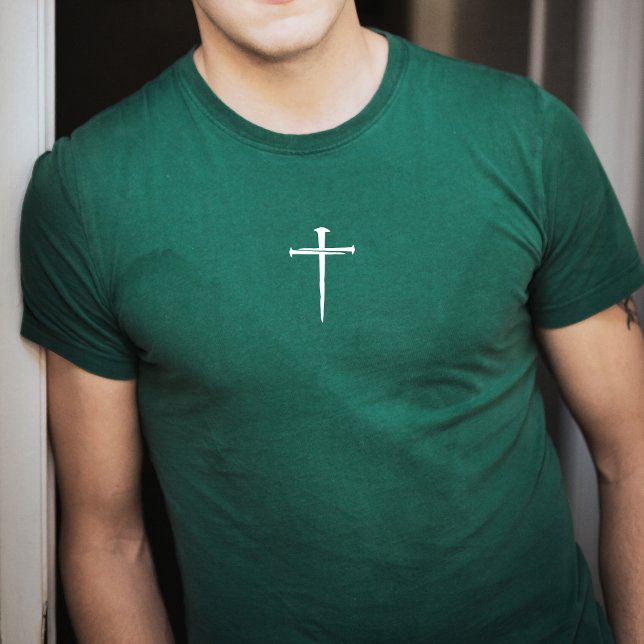 The Three Nails White Cross Christian green T-Shirt (The Three Nails White Cross Christian green T-Shirt)