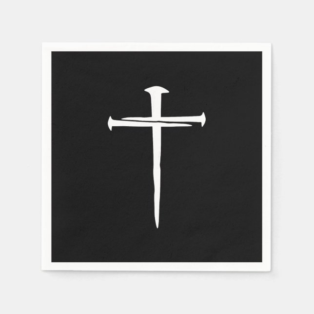 The Three Nails White Cross Christian Napkins (Front)