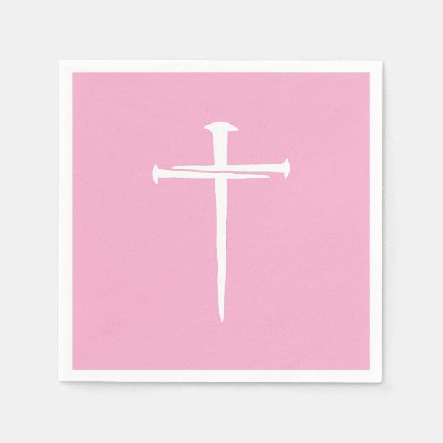 The Three Nails White Cross Christian Napkins (Front)