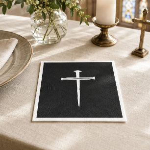 The Three Nails White Cross Christian Napkins