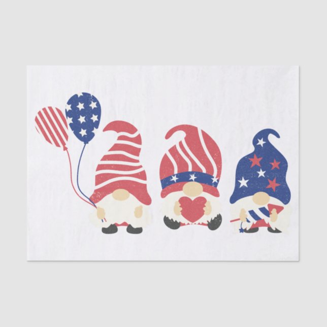 The Three Patriotic Gnomes Tissue Paper (Front)