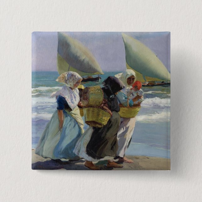 The Three Sails - Joaquin Sorolla Pinback Button (Front)