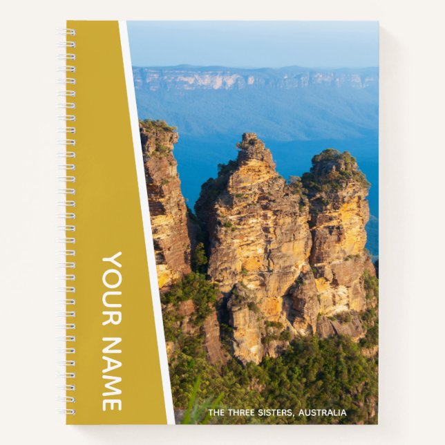 The Three Sisters, Blue Mountains Australia, Gold  Notebook (Front)