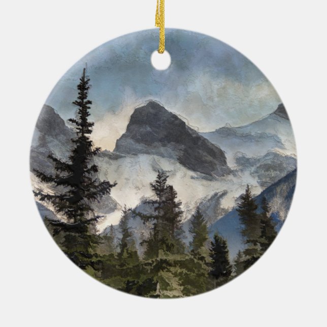 The Three Sisters - Canadian Rocky Mountains Ceramic Ornament (Back)