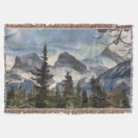 The Three Sisters - Canadian Rocky Mountains Throw Blanket