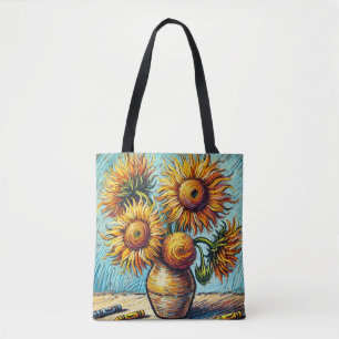The Three Sunflower By Vincent Van Gogh Design 2 Tote Bag
