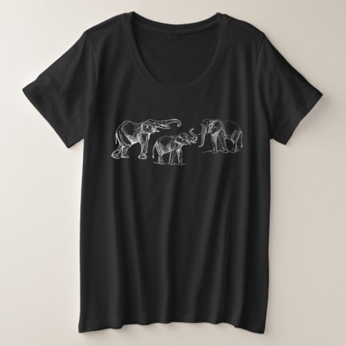 The Three White Elephants Silhouette Plus Size T_Shirt