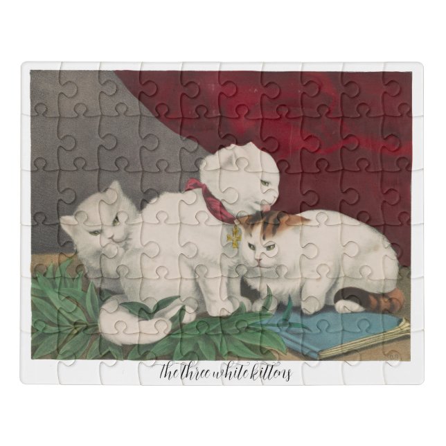 The three white kittens- peace - O.S. sc., Currier Jigsaw Puzzle (Puzzle Horizontal)