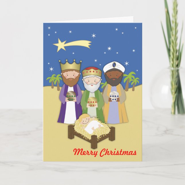 The Three Wise Men and Baby Jesus Holiday Card (Front)