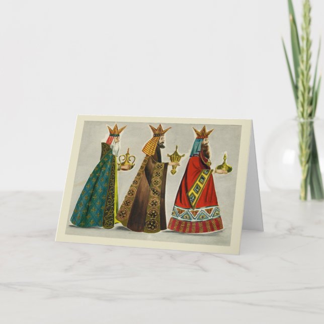 The Three Wise Men Retro Mid-century Card (Front)