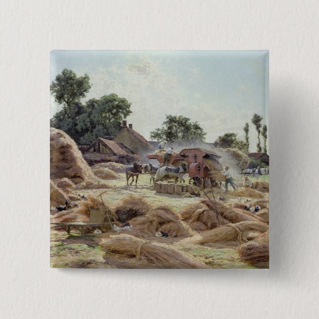 The Threshing Machine  1896 Pinback Button (Front)