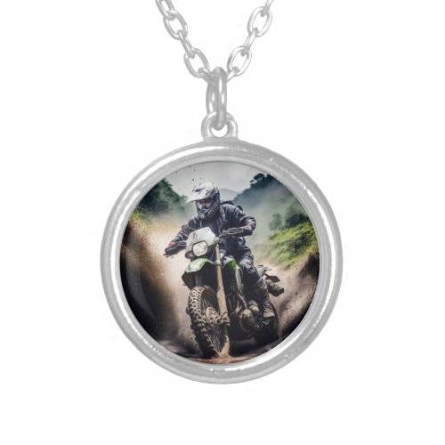 The thrill of Off_Roading through mud and hills Silver Plated Necklace